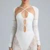 Oh Polly Women'S Clothing Sale - $65 And Under | Women'S Clothing Sale - $40 And Under^Embellished Cut-Out Unitard in Ivory