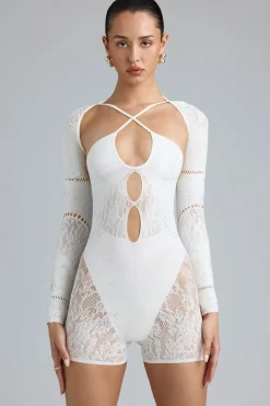 Oh Polly Women'S Clothing Sale - $65 And Under | Women'S Clothing Sale - $40 And Under^Embellished Cut-Out Unitard in Ivory