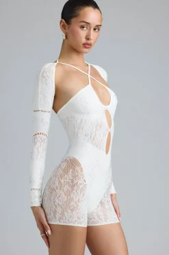 Oh Polly Women'S Clothing Sale - $65 And Under | Women'S Clothing Sale - $40 And Under^Embellished Cut-Out Unitard in Ivory