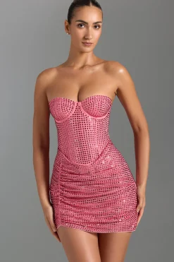 Oh Polly Party Dresses | Night Out^Embellished Draped Corset Mini Dress in Watermelon