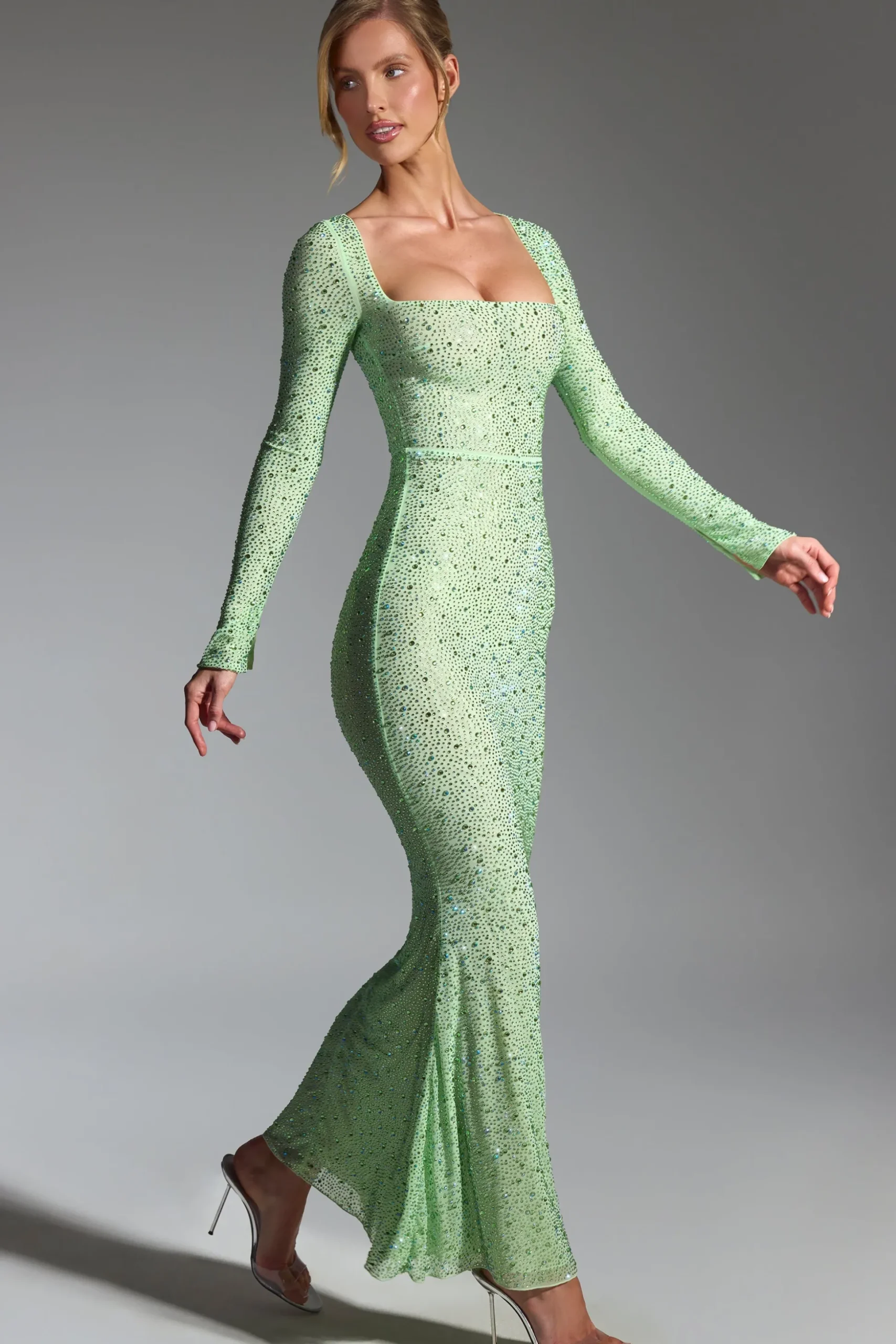 Oh Polly Party Dresses | Homecoming Dresses^Embellished Fishtail Maxi Dress in Pistachio
