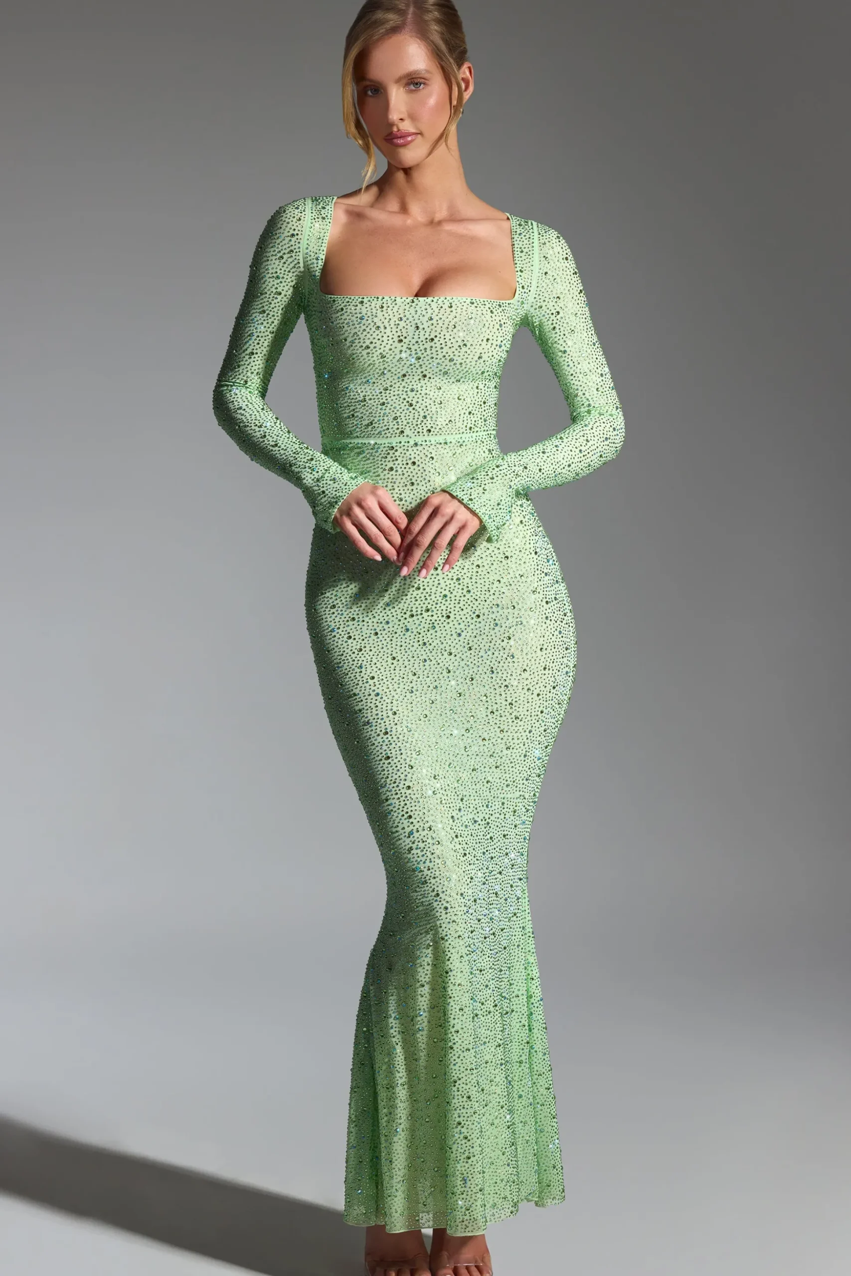 Oh Polly Party Dresses | Homecoming Dresses^Embellished Fishtail Maxi Dress in Pistachio