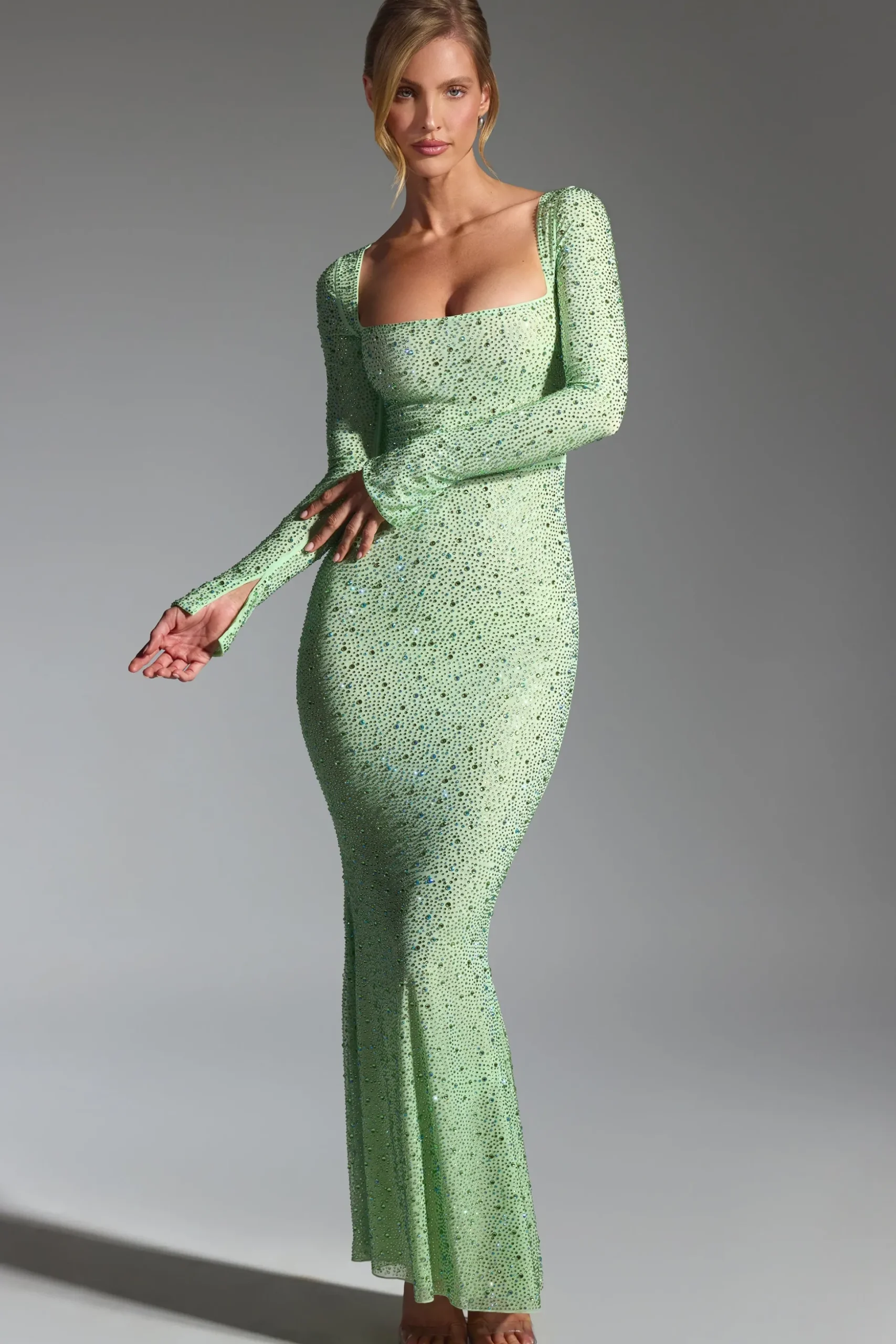 Oh Polly Party Dresses | Homecoming Dresses^Embellished Fishtail Maxi Dress in Pistachio