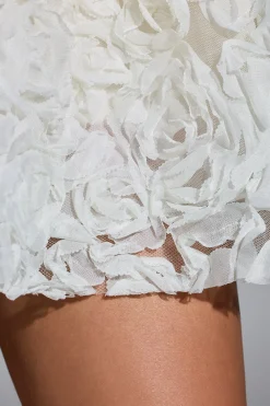 Oh Polly Party Dresses | Birthday^Embellished Floral-Appliqué Lace-Up Mini Dress in White