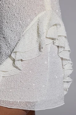 Oh Polly Women'S Clothing Sale - $65 And Under | Party Dresses^Embellished Frill Mini Dress in White