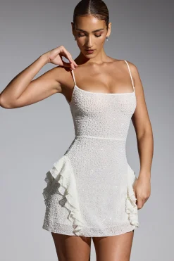 Oh Polly Women'S Clothing Sale - $65 And Under | Party Dresses^Embellished Frill Mini Dress in White