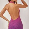 Oh Polly Women'S Clothing Sale - $65 And Under | Party Dresses^Embellished Halter Neck Mini Dress in Pink/Purple Ombré PinkandPurpleOmbré