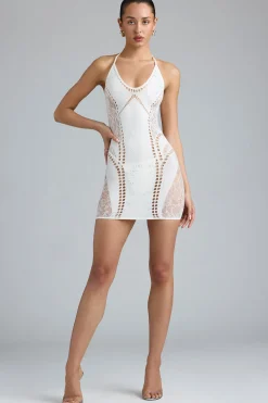 Oh Polly Women'S Clothing Sale - $65 And Under | Women'S Clothing Sale - $40 And Under^Embellished Halterneck Mini Dress in Ivory