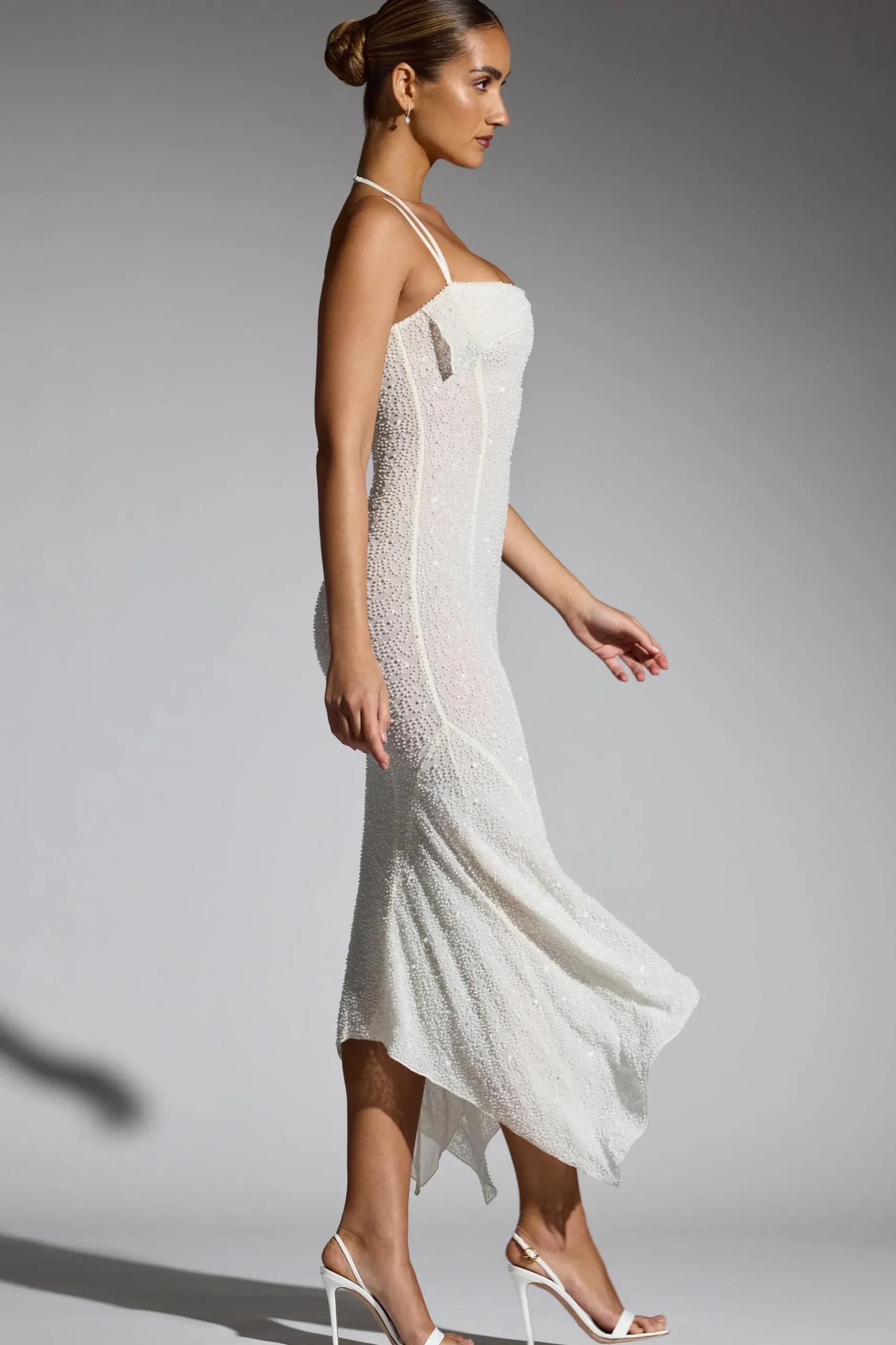 Oh Polly Party Dresses | Bride To Be^Embellished Handkerchief Hem Maxi Dress in White