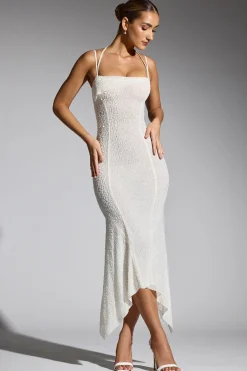 Oh Polly Party Dresses | Bride To Be^Embellished Handkerchief Hem Maxi Dress in White