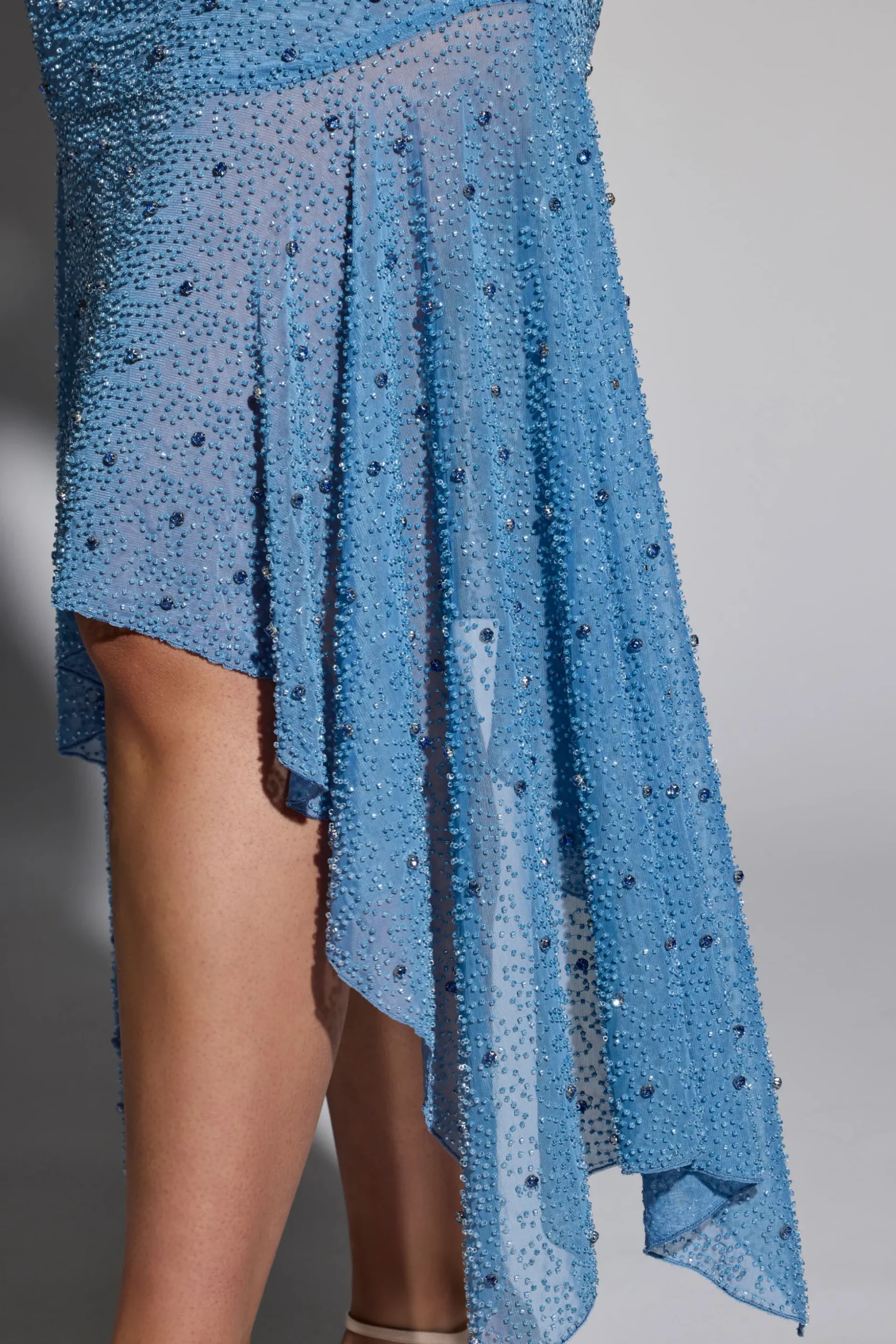 Oh Polly Women'S Clothing Sale - $65 And Under | Party Dresses^Embellished Handkerchief Hem Gown Skirt in Smokey Blue SmokeyBlue