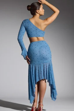 Oh Polly Women'S Clothing Sale - $65 And Under | Party Dresses^Embellished Handkerchief Hem Gown Skirt in Smokey Blue SmokeyBlue