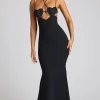 Oh Polly Embellished Dresses^Embellished Heart Cup Detail Evening Gown in Black