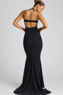 Oh Polly Embellished Dresses^Embellished Heart Cup Detail Evening Gown in Black