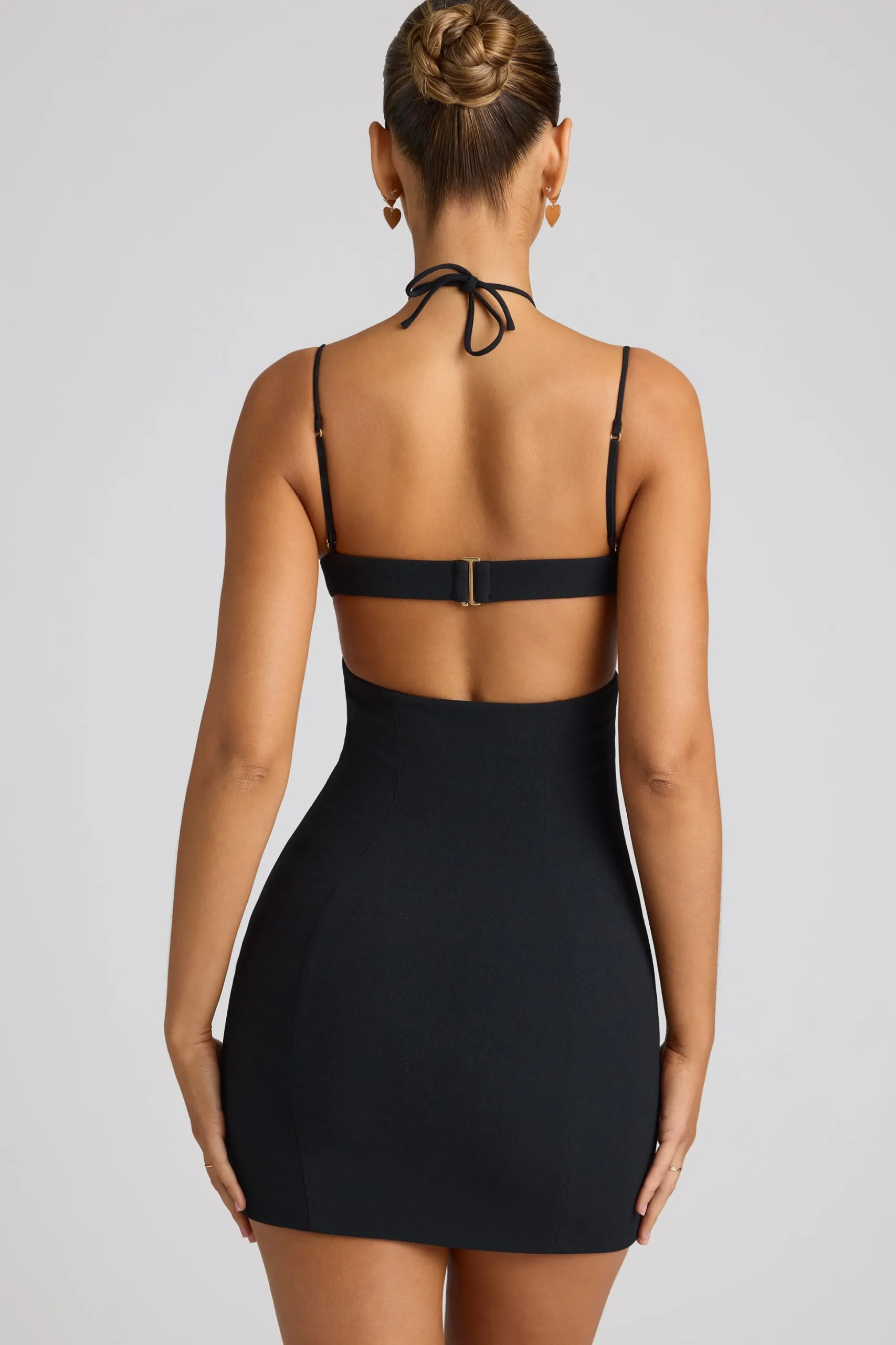 Oh Polly Embellished Dresses^Embellished Heart Cup Detail Mini Dress in Black