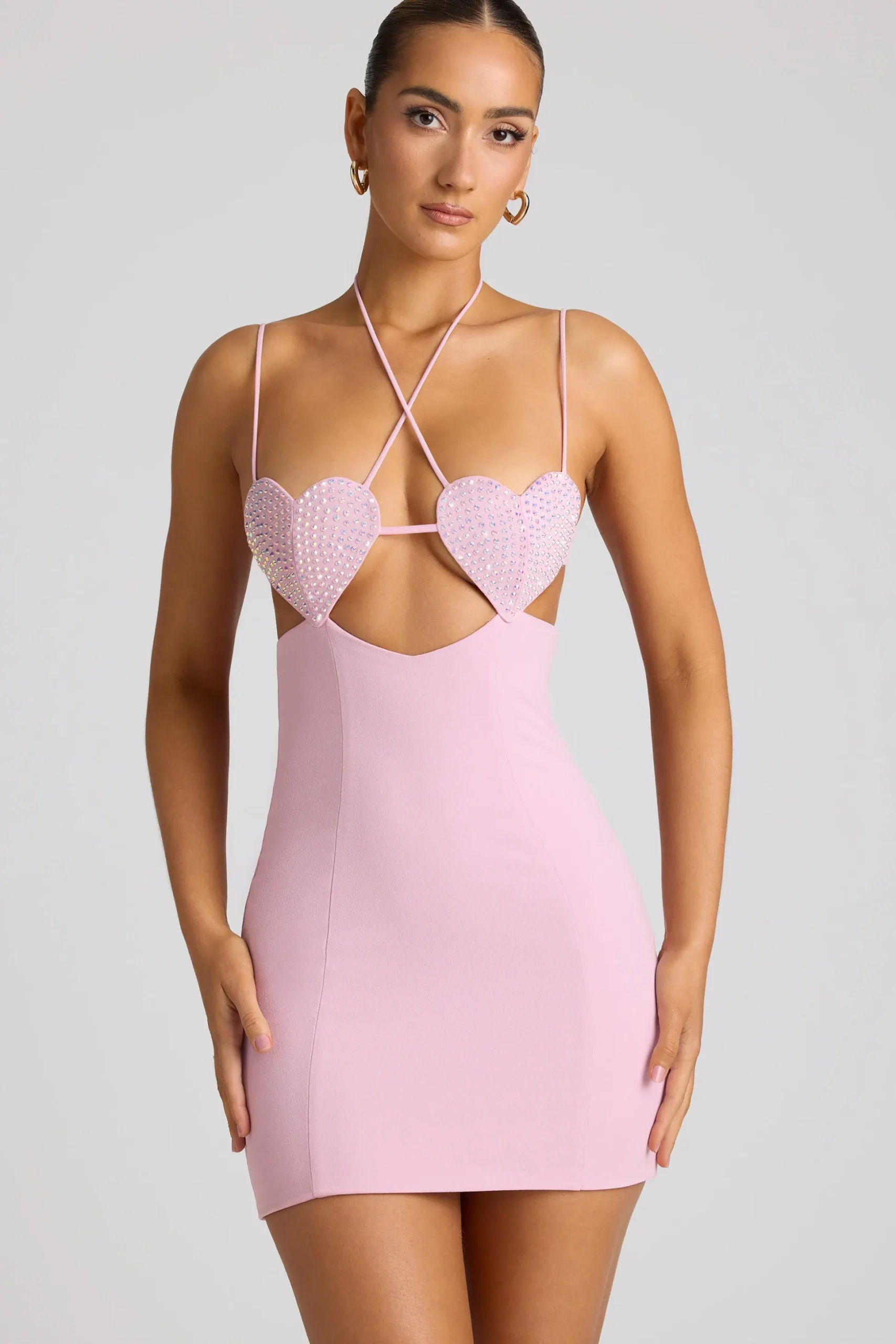 Oh Polly Women'S Clothing Sale - $65 And Under^Embellished Heart Cup Detail Mini Dress in Soft Pink SoftPink