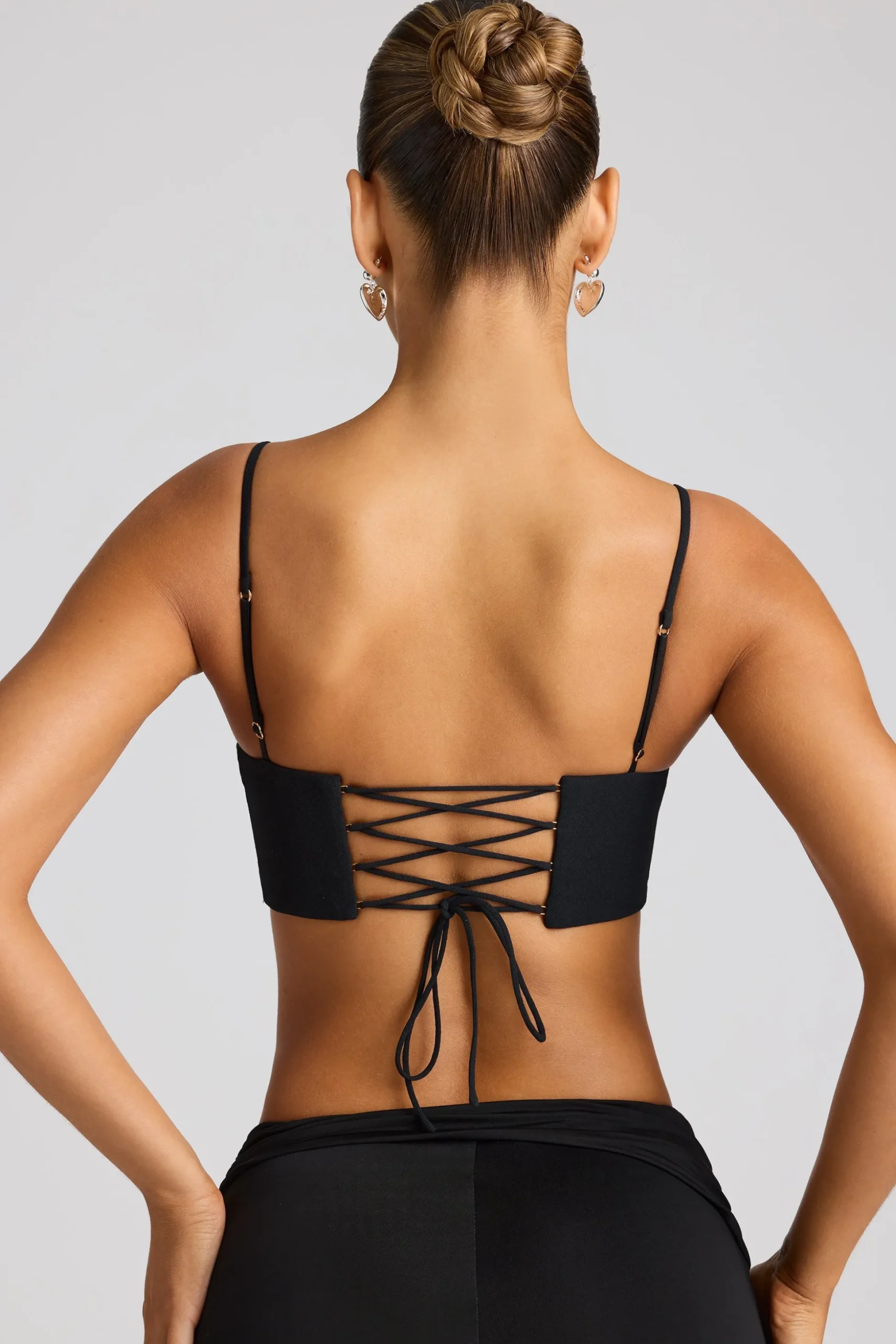 Oh Polly Women'S Clothing Sale - $65 And Under | Party Dresses^Embellished Heart Detail Crop Top in Black