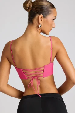 Oh Polly Tops | Party Dresses^Embellished Heart Detail Crop Top in Magenta