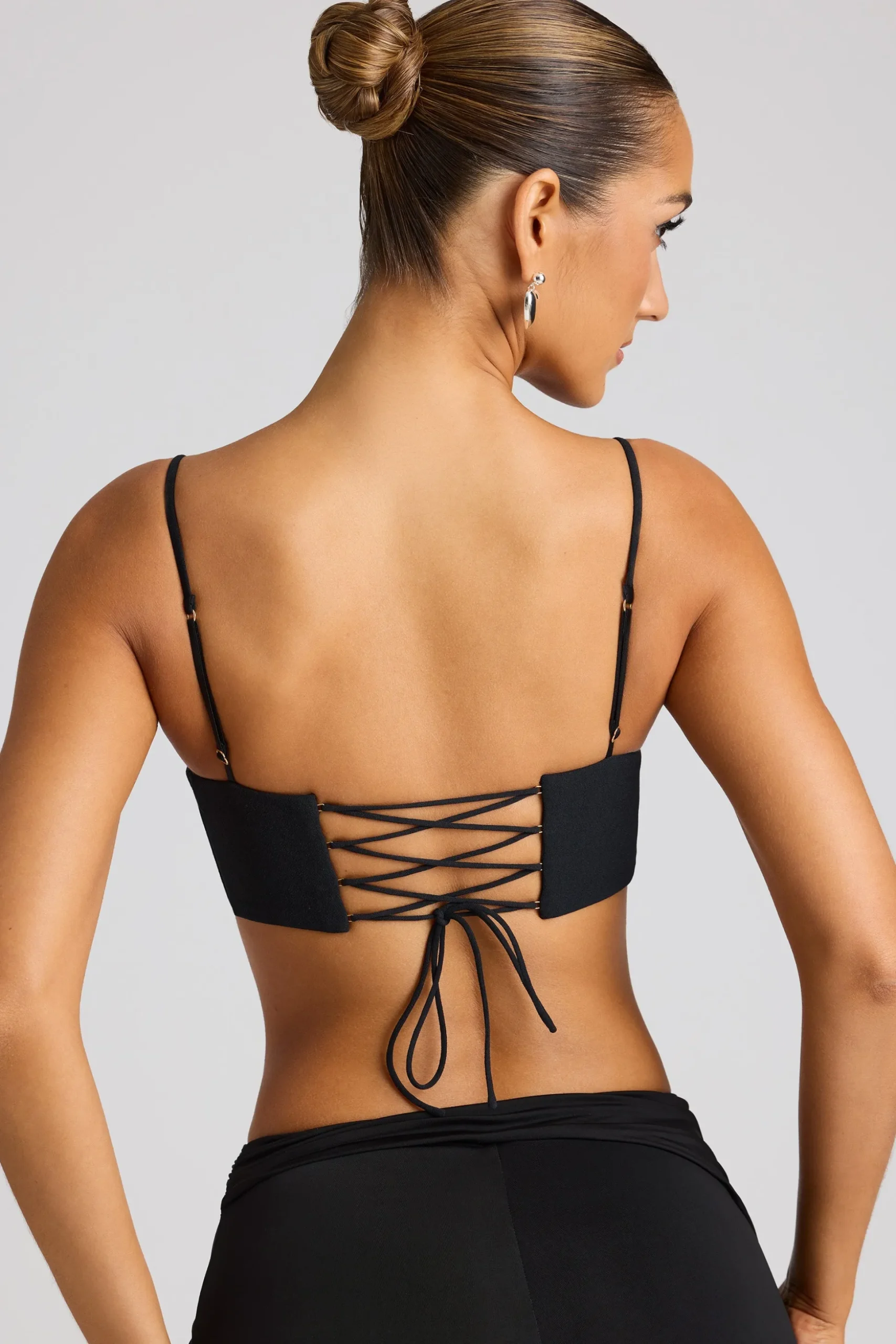 Oh Polly Women'S Clothing Sale - $65 And Under | Party Dresses^Embellished Heart Detail Crop Top in Black