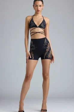 Oh Polly Women'S Clothing Sale - $65 And Under | Women'S Clothing Sale - $40 And Under^Embellished High-Waist Shorts in Black