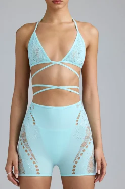 Oh Polly Women'S Clothing Sale - $65 And Under | Women'S Clothing Sale - $40 And Under^Embellished High-Waist Shorts in Ice Blue IceBlue