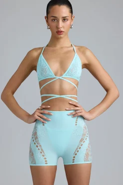 Oh Polly Women'S Clothing Sale - $65 And Under | Women'S Clothing Sale - $40 And Under^Embellished High-Waist Shorts in Ice Blue IceBlue