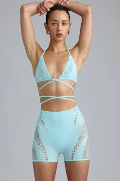 Oh Polly Women'S Clothing Sale - $65 And Under | Women'S Clothing Sale - $40 And Under^Embellished High-Waist Shorts in Ice Blue IceBlue