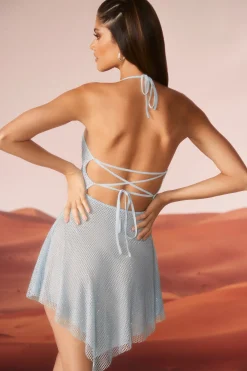 Oh Polly Women'S Clothing Sale - $65 And Under | Women'S Clothing Sale - $40 And Under^Embellished Lace Up Back Mini Dress in Aqua