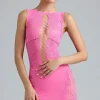 Oh Polly Women'S Clothing Sale - $65 And Under | Women'S Clothing Sale - $40 And Under^Embellished Lace-Up High-Neck Top in Bubblegum Pink BubblegumPink