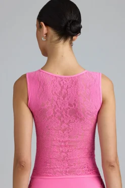 Oh Polly Women'S Clothing Sale - $65 And Under | Women'S Clothing Sale - $40 And Under^Embellished Lace-Up High-Neck Top in Bubblegum Pink BubblegumPink