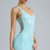 Oh Polly Women'S Clothing Sale - $65 And Under^Embellished Lace-Up Mini Dress in Ice Blue IceBlue