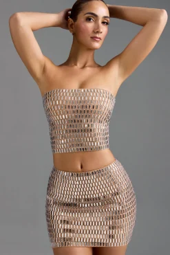 Oh Polly Skirts & Skorts | Co-Ords^Embellished Low-Rise Micro Mini Skirt in Almond