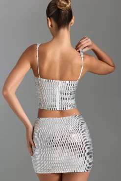 Oh Polly Skirts & Skorts | Co-Ords^Embellished Low-Rise Micro Mini Skirt in White