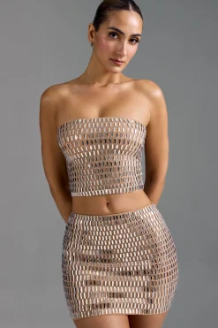 Oh Polly Skirts & Skorts | Co-Ords^Embellished Low-Rise Micro Mini Skirt in Almond