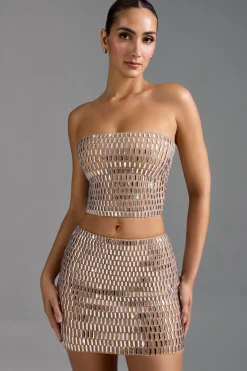 Oh Polly Skirts & Skorts | Co-Ords^Embellished Low-Rise Micro Mini Skirt in Almond