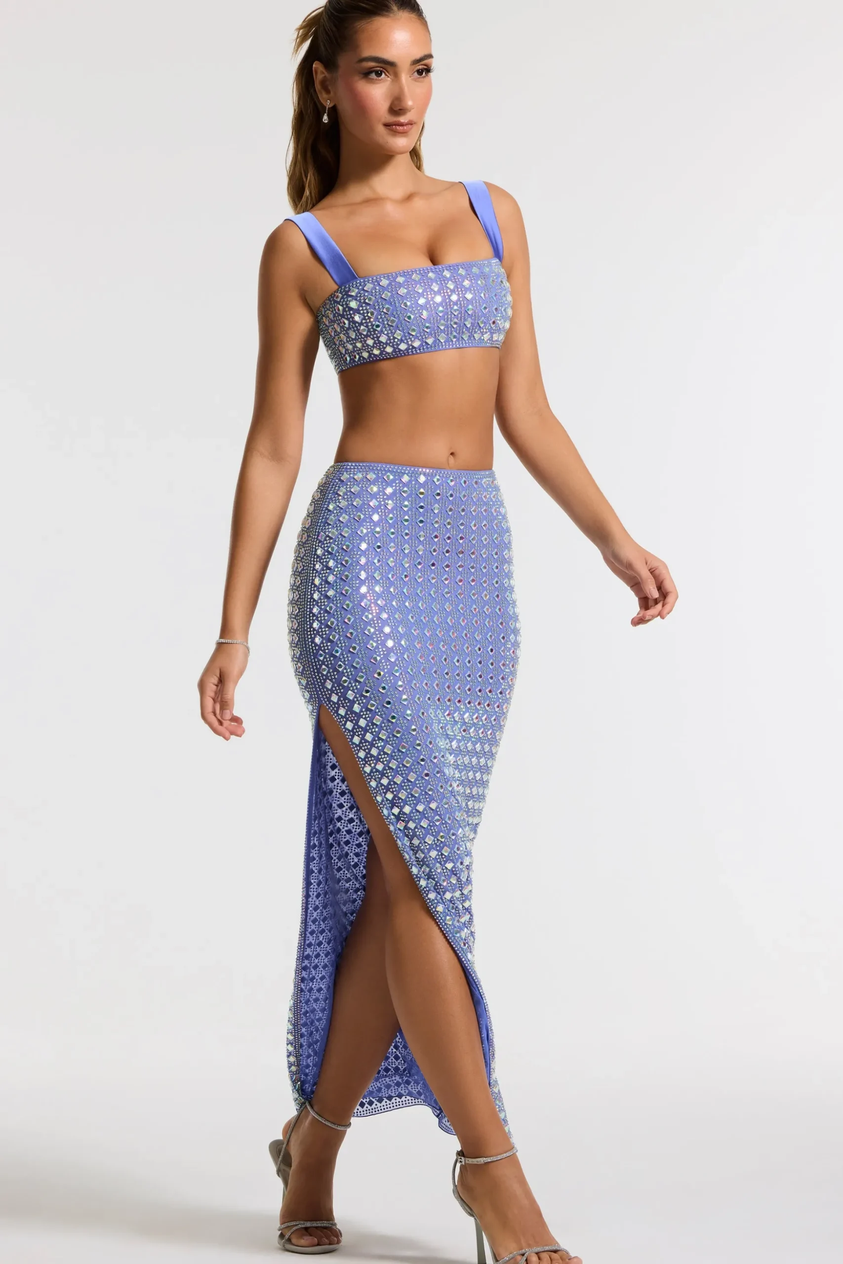 Oh Polly Women'S Clothing Sale - $65 And Under | Party Dresses^Embellished Mid Rise Gown Skirt in Blue