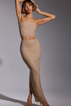 Oh Polly Skirts & Skorts | Co-Ords^Embellished Mid Rise Gown Skirt in Gold