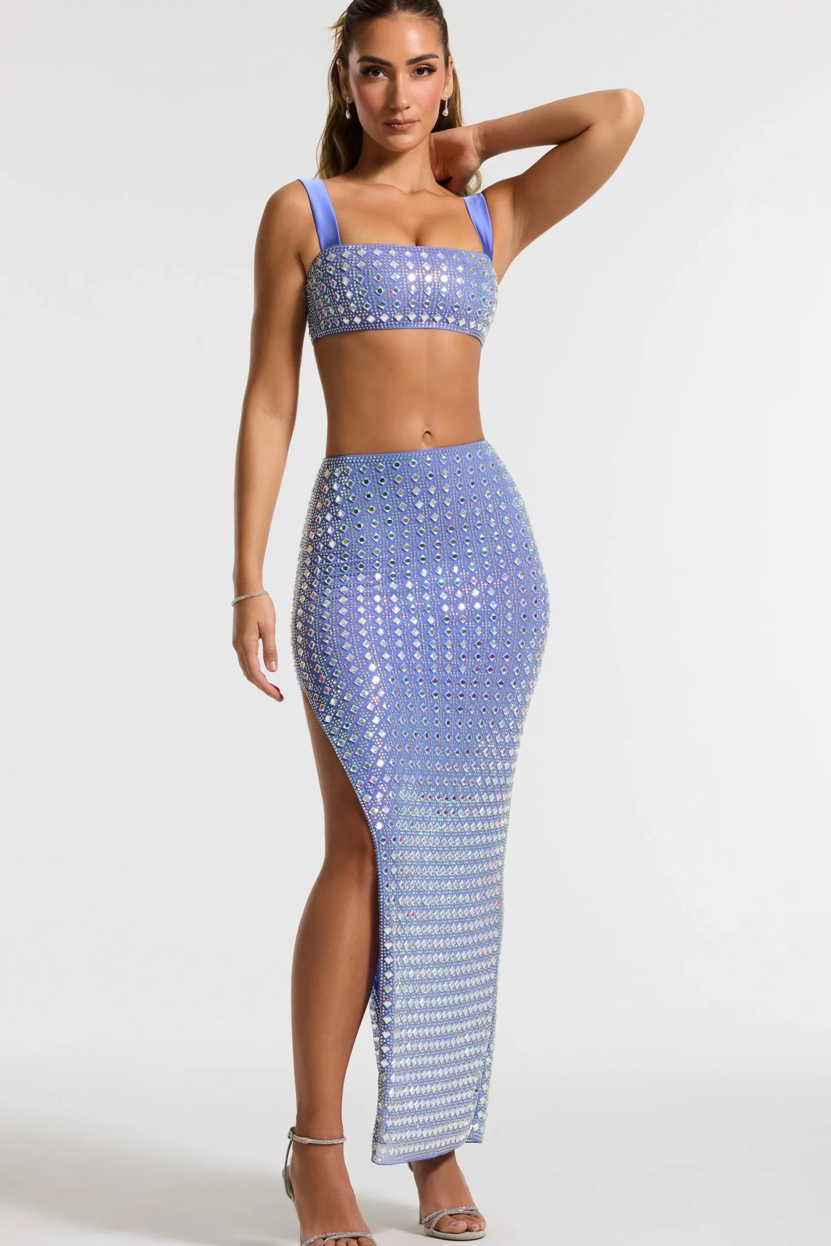 Oh Polly Women'S Clothing Sale - $65 And Under | Party Dresses^Embellished Mid Rise Gown Skirt in Blue