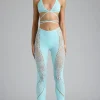 Oh Polly Women'S Clothing Sale - $65 And Under | Women'S Clothing Sale - $40 And Under^Embellished Mid-Rise Flared Trousers in Ice Blue IceBlue