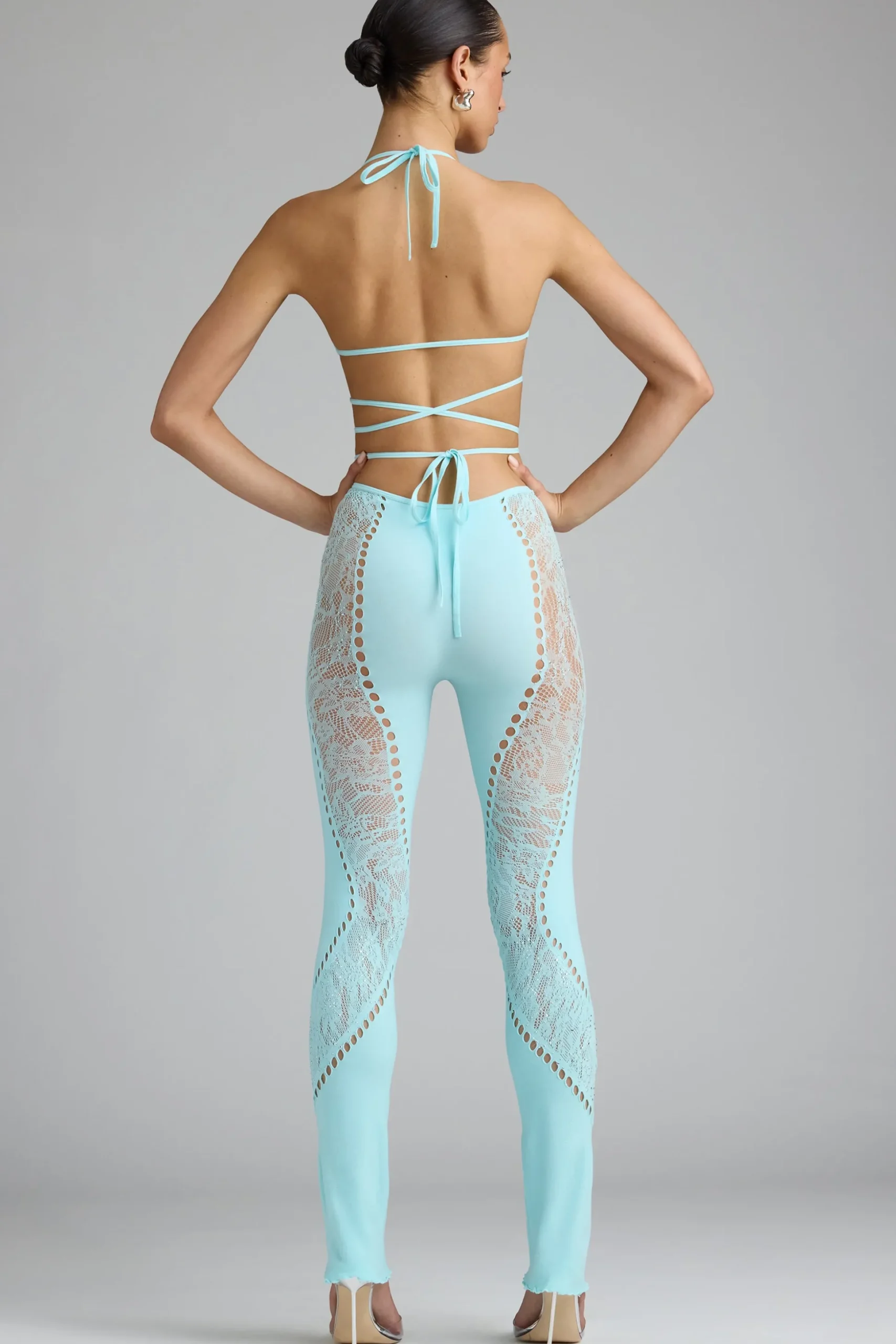 Oh Polly Women'S Clothing Sale - $65 And Under | Women'S Clothing Sale - $40 And Under^Embellished Mid-Rise Flared Trousers in Ice Blue IceBlue
