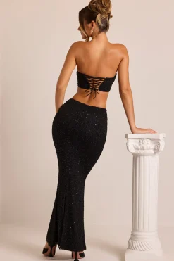 Oh Polly Skirts & Skorts | Co-Ords^Embellished Mid-Rise Maxi Skirt in Black