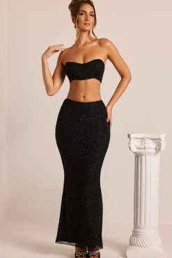 Oh Polly Skirts & Skorts | Co-Ords^Embellished Mid-Rise Maxi Skirt in Black