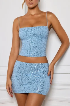 Oh Polly Skirts & Skorts | Bottoms^Embellished Mid-Rise Micro Mini Skirt in Light Blue LightBlue