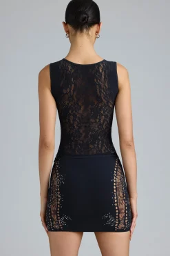 Oh Polly Women'S Clothing Sale - $65 And Under | Women'S Clothing Sale - $40 And Under^Embellished Mid-Rise Mini Skirt in Black