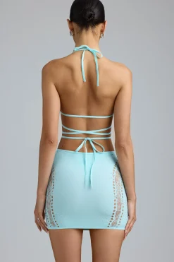 Oh Polly Women'S Clothing Sale - $65 And Under | Women'S Clothing Sale - $40 And Under^Embellished Mid-Rise Mini Skirt in Ice Blue IceBlue