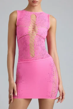 Oh Polly Women'S Clothing Sale - $65 And Under | Women'S Clothing Sale - $40 And Under^Embellished Mid-Rise Mini Skirt in Bubblegum Pink BubblegumPink