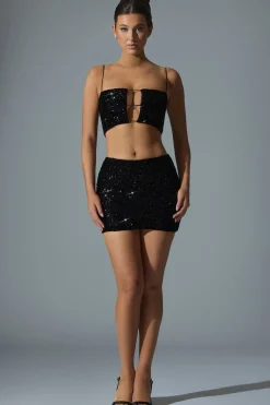 Oh Polly Skirts & Skorts | Bottoms^Embellished Mid-Rise Mini Skirt in Black
