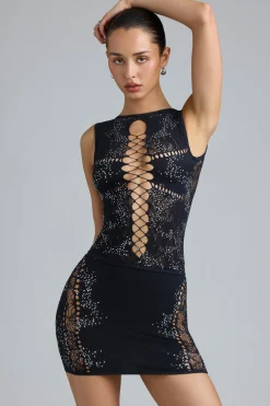 Oh Polly Women'S Clothing Sale - $65 And Under | Women'S Clothing Sale - $40 And Under^Embellished Mid-Rise Mini Skirt in Black