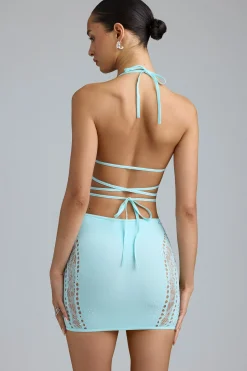 Oh Polly Women'S Clothing Sale - $65 And Under | Women'S Clothing Sale - $40 And Under^Embellished Mid-Rise Mini Skirt in Ice Blue IceBlue