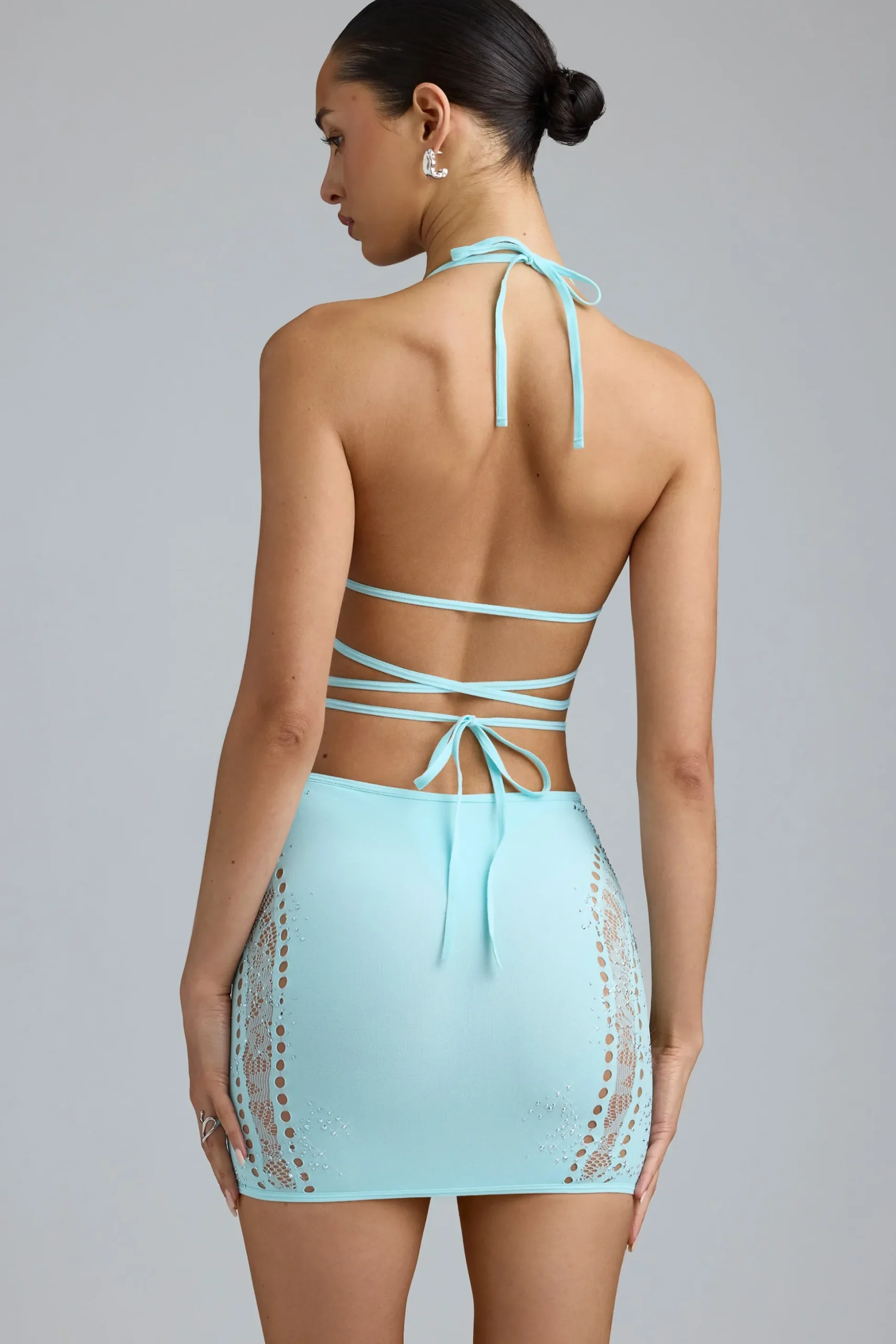 Oh Polly Women'S Clothing Sale - $65 And Under | Women'S Clothing Sale - $40 And Under^Embellished Mid-Rise Mini Skirt in Ice Blue IceBlue